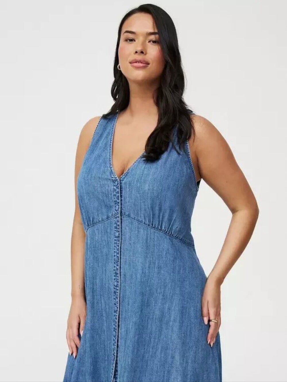 Torrid Y2K 90 inspired Blue Jean Denim Midi Dress 2X 18 20 Nwt - Picture 4 of 6